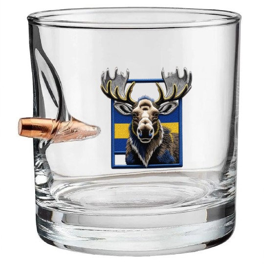 Swedish Reindeer Blue Yellow National Flag Design Bullet Whiskey Glasses