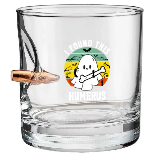 Funny Ghost Pun I Found This Humerus Halloween Bullet Whiskey Glasses