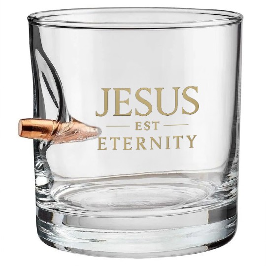Eternal Jesus Design with Classic Typography Bullet Whiskey Glasses