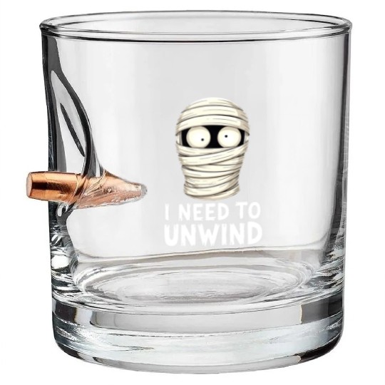 I Need to Unwind Funny Mummy Halloween  Bullet Whiskey Glasses