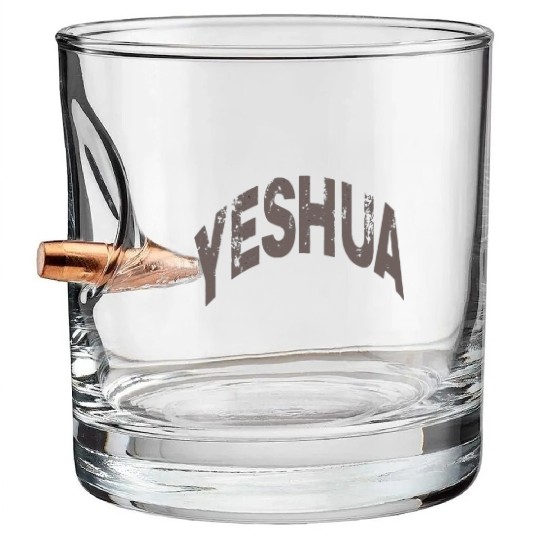 Yeshua Faith Typography Design Bullet Whiskey Glasses