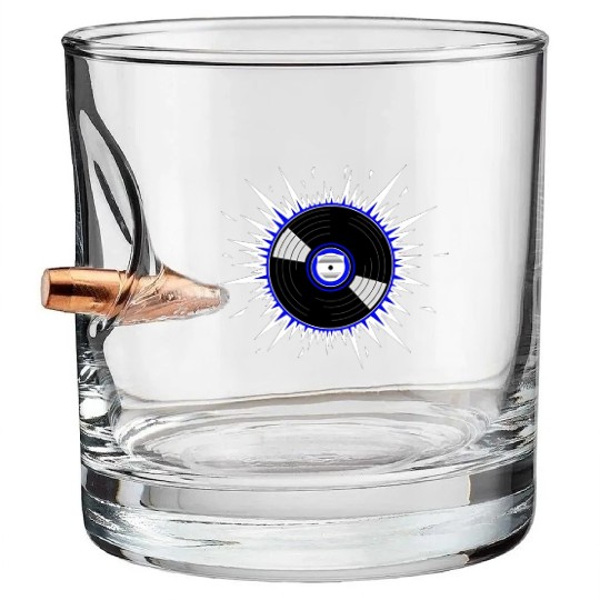 Vinyl Record Starburst Design Bullet Whiskey Glasses