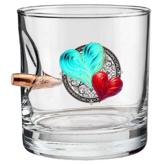 Twin Hearts Mandala – Love in Balance Bullet Whiskey Glasses