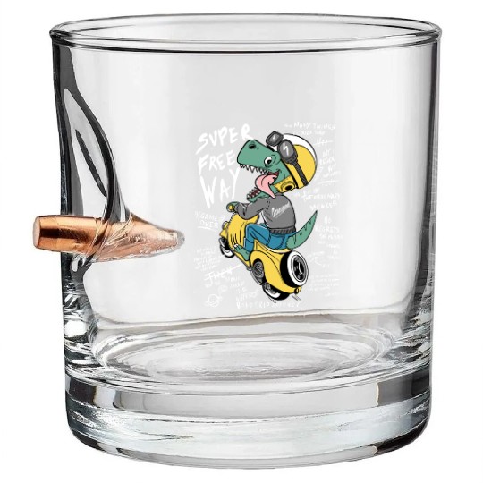 Dinosaur Racer with Streetwear Vibe Bullet Whiskey Glasses