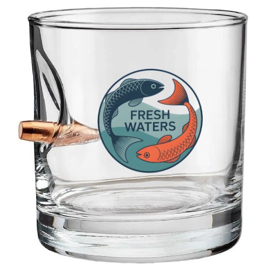 Fresh Waters Koi Fish Artwork Bullet Whiskey Glasses