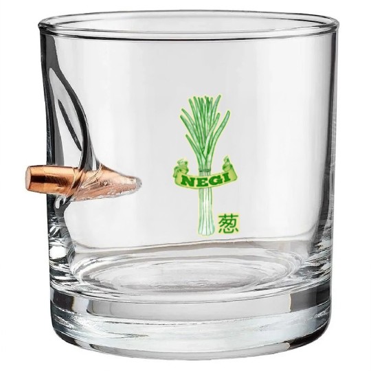 Fresh Green Onion Illustration Negi Japanese Bullet Whiskey Glasses