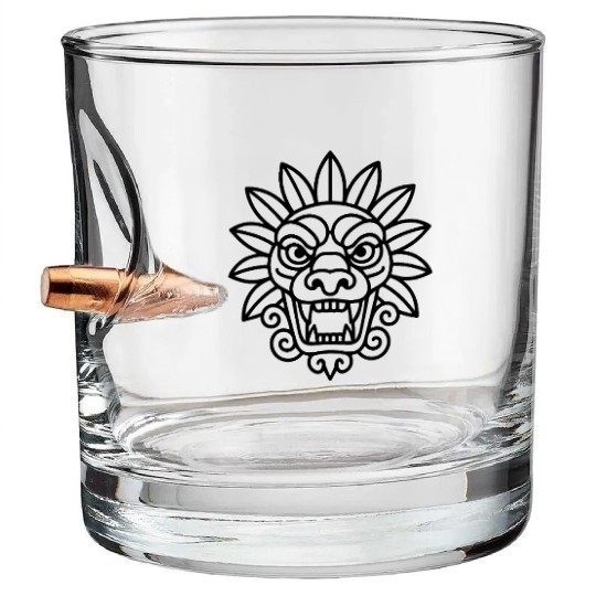Aztec Mythology Serpent Head Art Bullet Whiskey Glasses