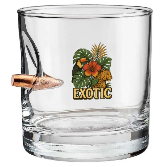Vibrant Jungle Animal and Floral Print Bullet Whiskey Glasses