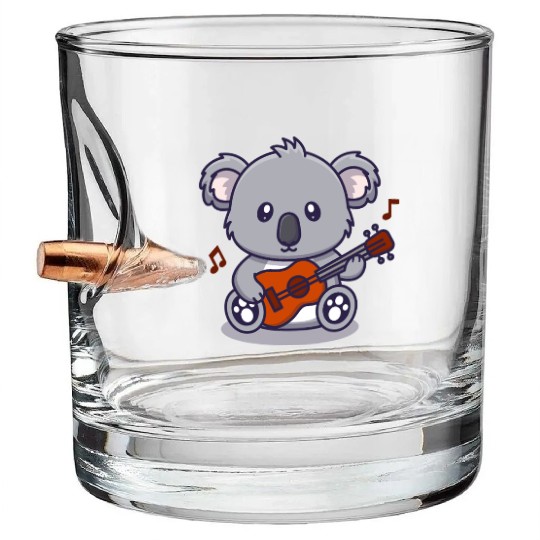 Cute Koala Playing Guitar Illustration Bullet Whiskey Glasses