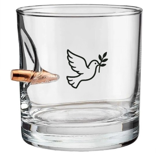 Elegant Doves with Olive Branch Design Bullet Whiskey Glasses