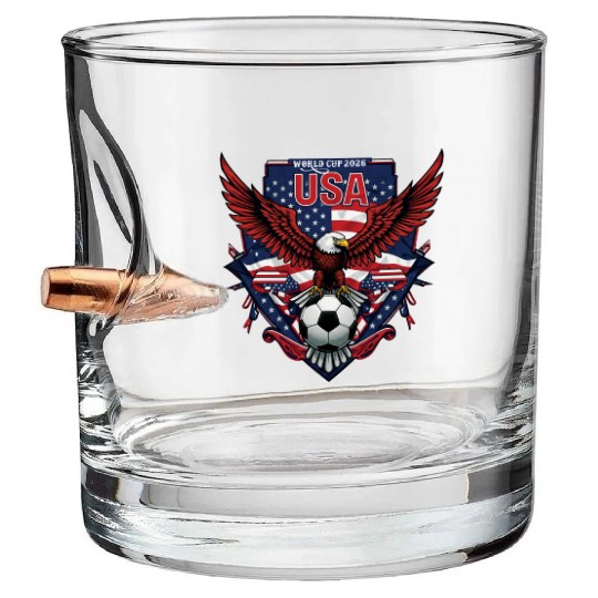 USA Soccer World Cup 2026 Eagle Patriotic Apparel Bullet Whiskey Glasses
