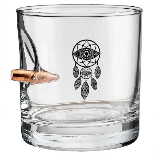 Intricate Dreamcatcher Mandala Design Bullet Whiskey Glasses
