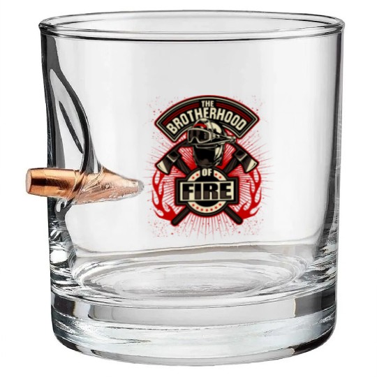 Brotherhood of Fire Firefighter Emblem Bullet Whiskey Glasses