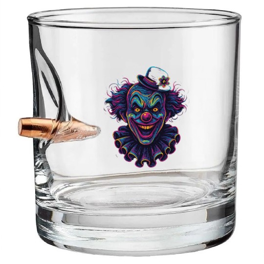 Neon Horror Clown Art Bullet Whiskey Glasses