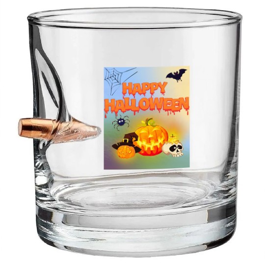 Happy Halloween Pumpkin Lantern Bullet Whiskey Glasses