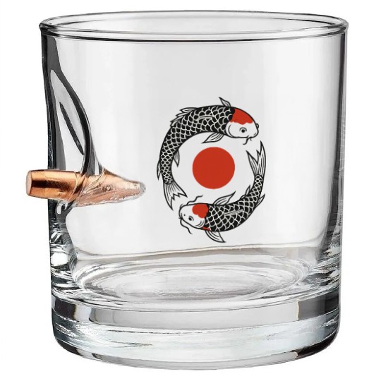 Koi Fish Yin Yang Symbol Bullet Whiskey Glasses