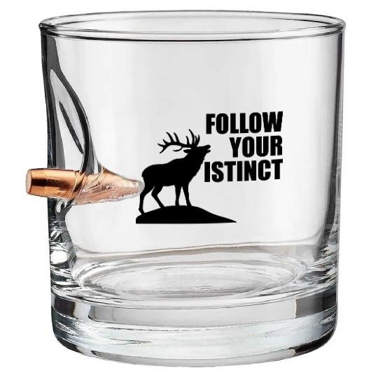 Follow Your Instinct – Elk Silhouette Strength Bullet Whiskey Glasses