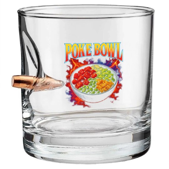 Poke Bowl Favorite Food Funny Weird 90s Poke Bowl Bullet Whiskey Glasses