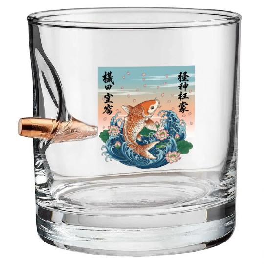 Koi Fish and Lotus Harmony Design Bullet Whiskey Glasses