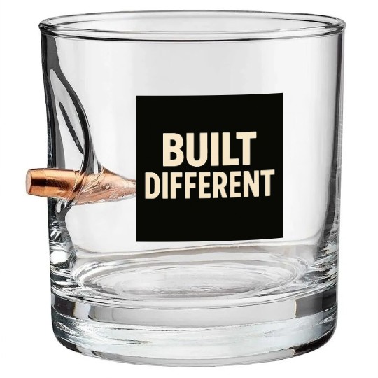 Empowering Built Different Motif Bullet Whiskey Glasses