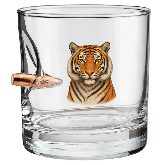 Realistic Tiger Head Bullet Whiskey Glasses Design