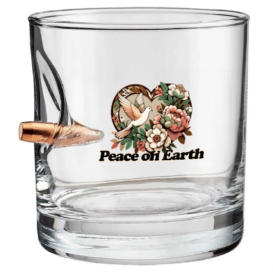 Peaceful Dove Heart Floral Design Bullet Whiskey Glasses