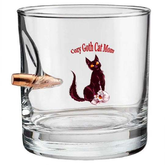 Cozy Gothic Cat Mom Bullet Whiskey Glasses