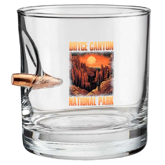 Bryce Canyon National Park Sunset Illustration Bullet Whiskey Glasses