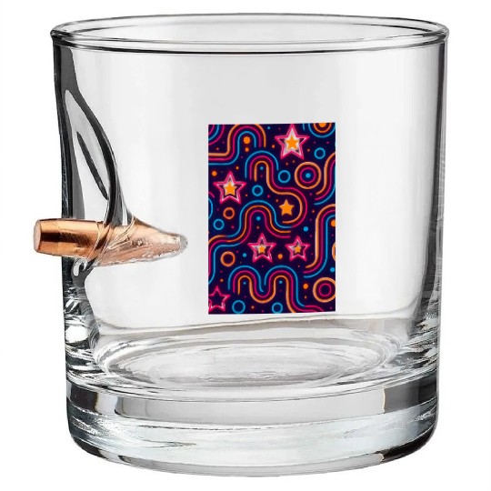 Neon Starburst Cosmic Pattern Bullet Whiskey Glasses