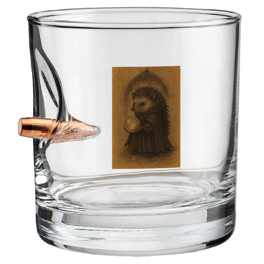 Hedgehog Wizard with Crystal Ball Bullet Whiskey Glasses