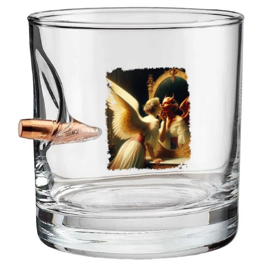 Inner Duality Angel Demon Mirror Renaissance Bullet Whiskey Glasses