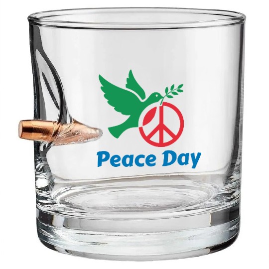 Peace Day Dove with Olive Branch Bullet Whiskey Glasses