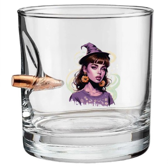 Enchanting Witch Portrait Design Bullet Whiskey Glasses
