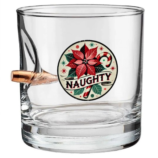 Festive Poinsettia Naughty Holiday Design Bullet Whiskey Glasses