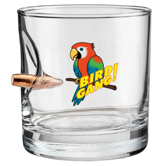 Bird Gang Parrot Cartoon Sticker | Tropical Funny  Bullet Whiskey Glasses