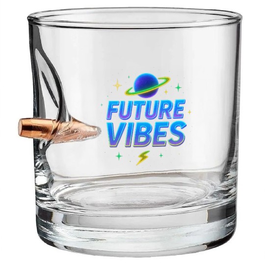 Future Vibes Neon Planet Design Bullet Whiskey Glasses