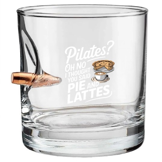 Pie and Latte Humor Design Bullet Whiskey Glasses
