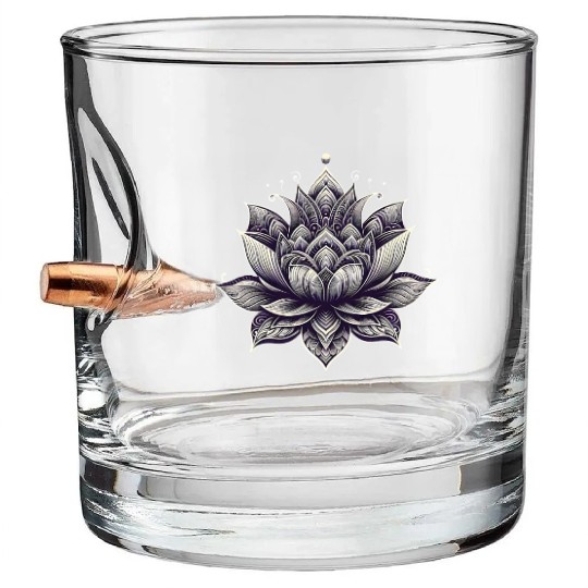 Intricate Lotus Mandala Design Bullet Whiskey Glasses