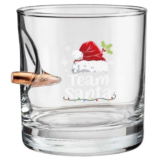 Team Santa Holiday Christmas Design Bullet Whiskey Glasses