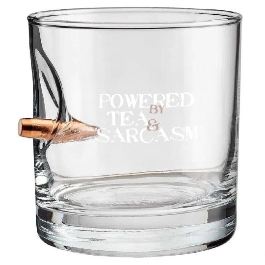 Powered by Tea & Sarcasm Bullet Whiskey Glasses