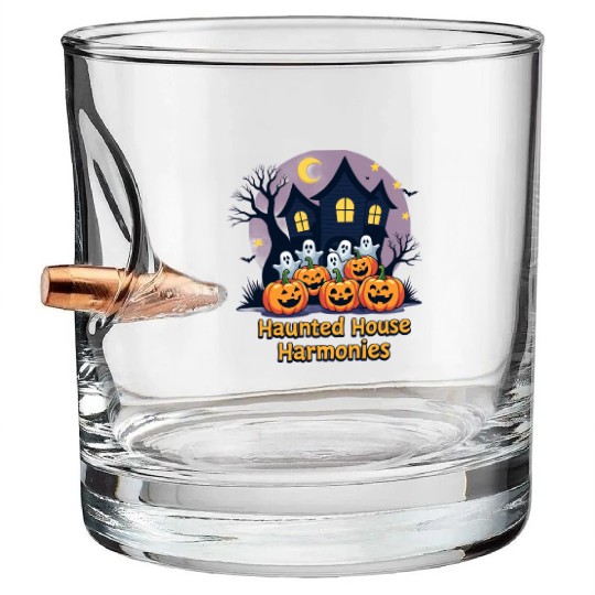 Haunted House Harmonies Halloween Design Bullet Whiskey Glasses