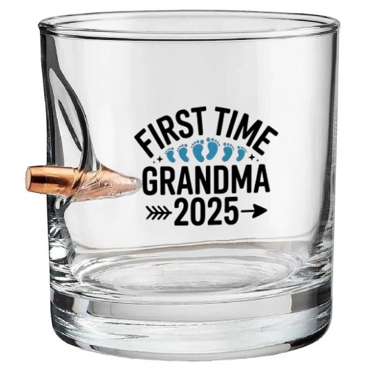 First Time Grandma 2025 Baby Feet Design Bullet Whiskey Glasses