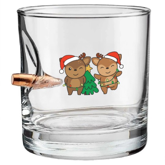 Deer Christmas Winter Animals Deer Bullet Whiskey Glasses