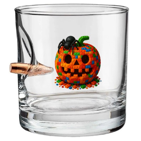 Master Builder Halloween Pumpkin and Spider Bullet Whiskey Glasses