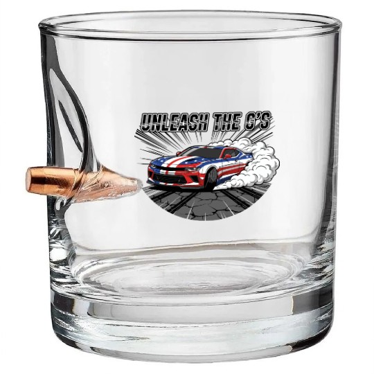 Patriotic American Muscle Car Bullet Whiskey Glasses