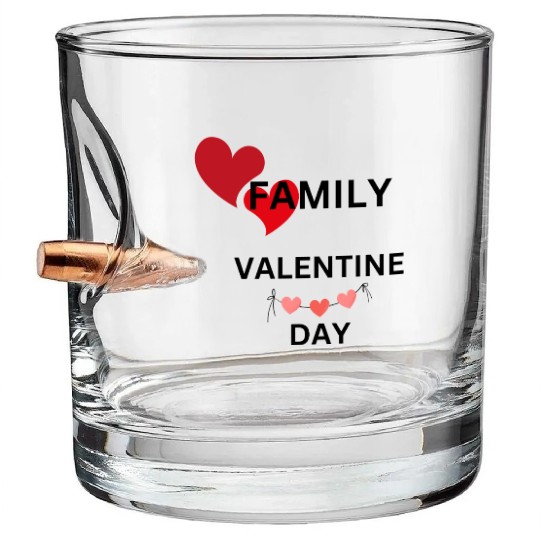 I Love My Family Valentines Day Design Bullet Whiskey Glasses