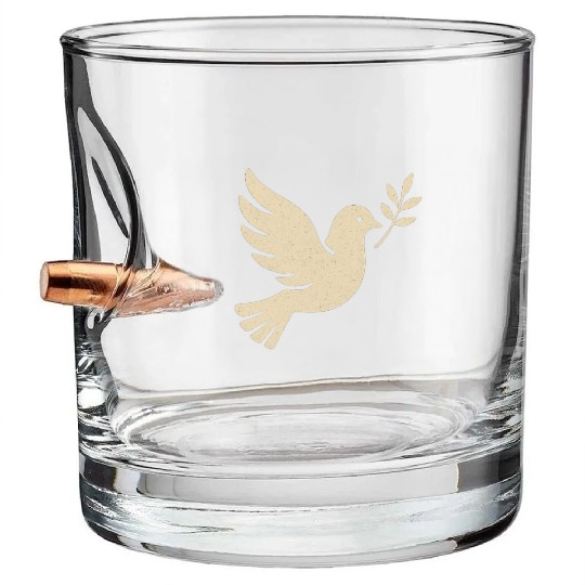 Elegant Dove with Olive Branch Design Bullet Whiskey Glasses