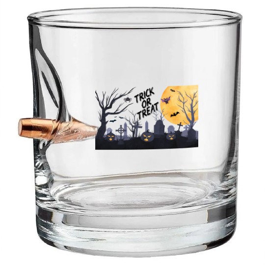 Trick-or-Treat Pumpkin Graveyard Bullet Whiskey Glasses