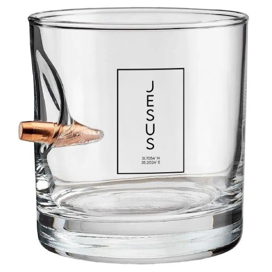 Jesus' Bethlehem Coordinates Bullet Whiskey Glasses