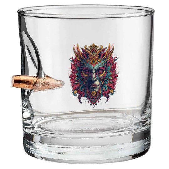 Mystical Forest Spirit Mandala Art Bullet Whiskey Glasses